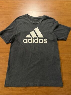 adidas Dark Gray Short-Sleeve Logo Tee